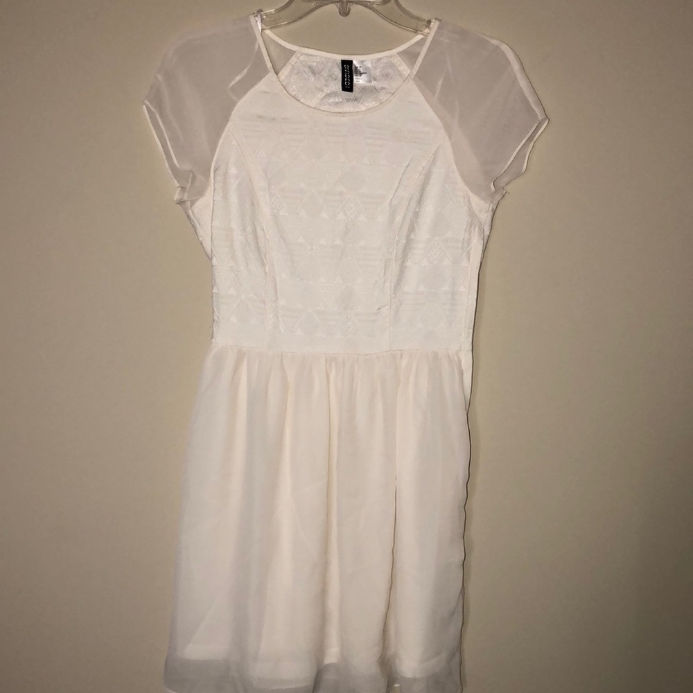 White and sheer skater dress